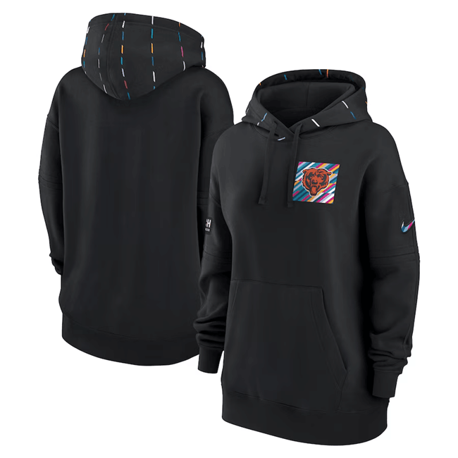 Women's Chicago Bears Black 2023 Crucial Catch Club Pullover Hoodie(Run Small)